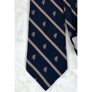 Men’s Classic Navy Crest Stripe Neck Tie Preppy Heritage Business Office Work